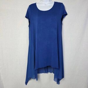 Cupio Blue Handkerchief Hem Tunic Top Women’s L